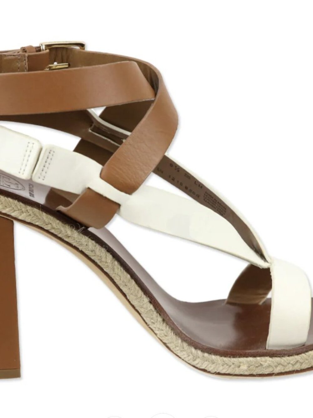 Tory Burch Marbella Brown/Ivory Leather Ankle Strap Espadrille Sandal - Picture 6 of 12